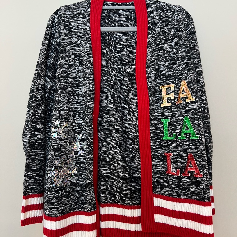 George Women's Black and Red Cardigan with Festive Accents